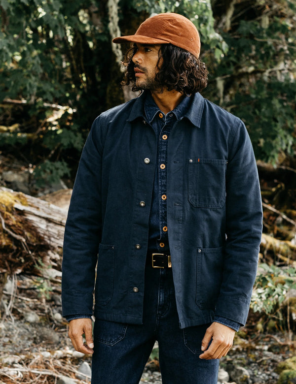 Finisterre Basset Flannel Lined Jacket - Navy Blue