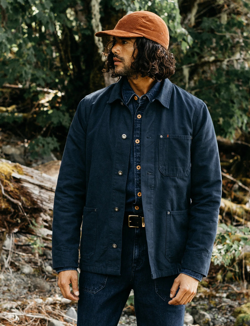 Finisterre Basset Flannel Lined Jacket - Navy Blue