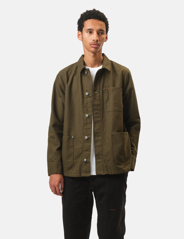 Finisterre Basset Flannel Lined Jacket - Olive Green