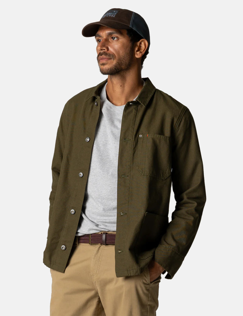 Finisterre Basset Flannel Lined Jacket - Olive Green