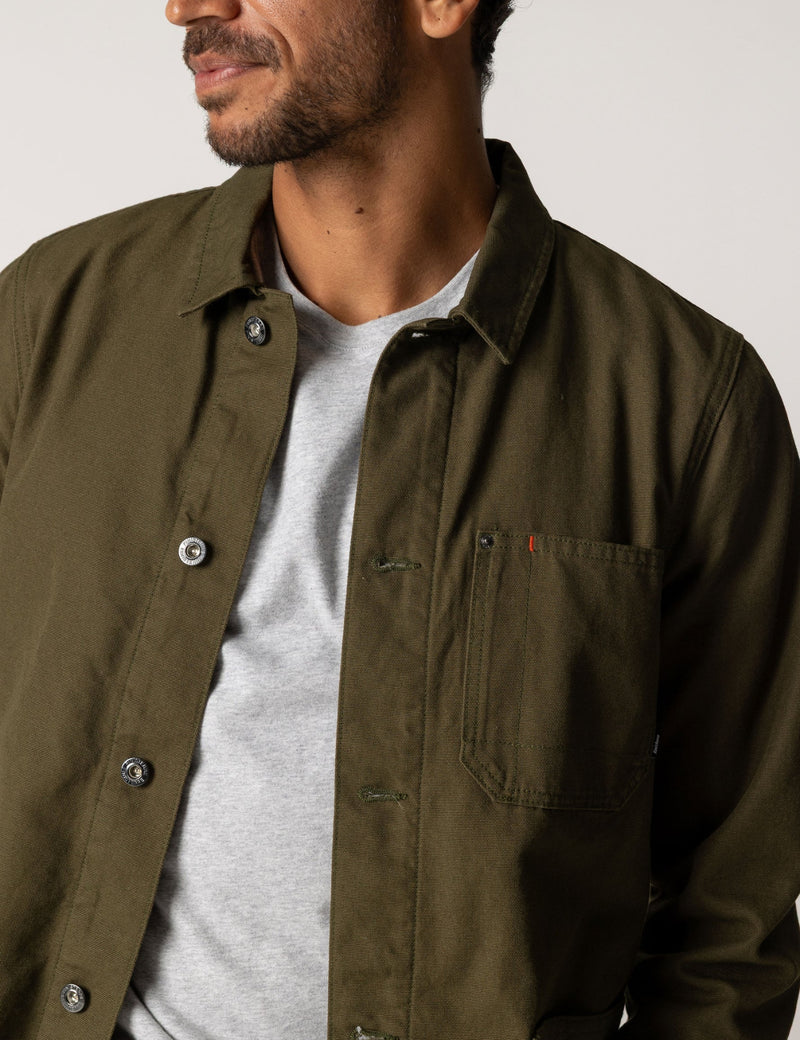 Finisterre Basset Flannel Lined Jacket - Olive Green