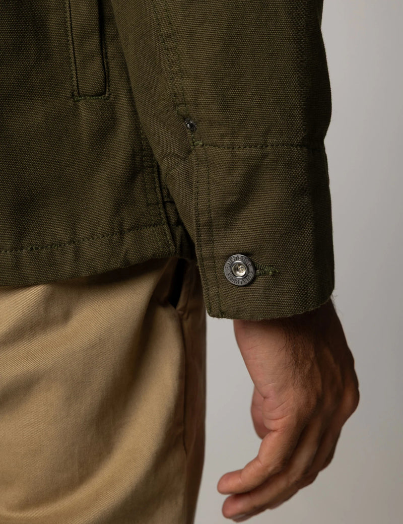 Finisterre Basset Flannel Lined Jacket - Olive Green