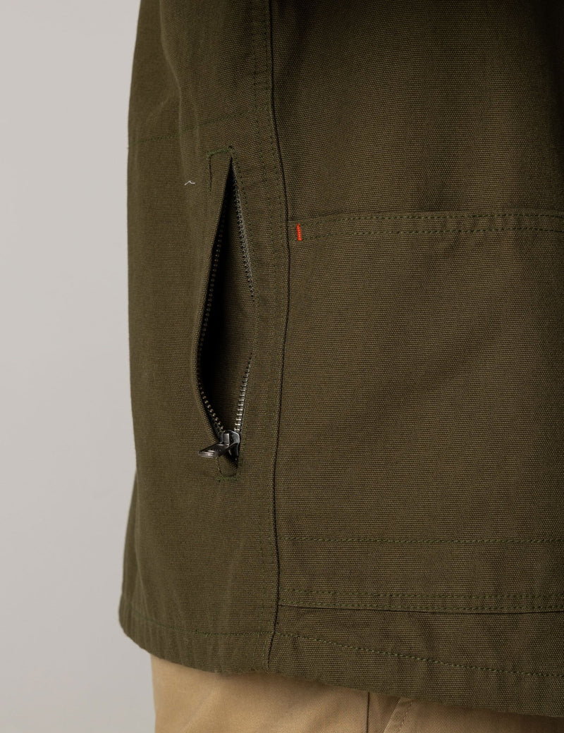 Finisterre Basset Flannel Lined Jacket - Olive Green