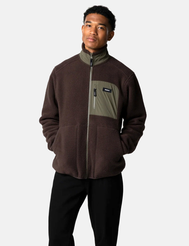 Finisterre Bolster Full Zip Fleece - Burnt Umber/Olive Green