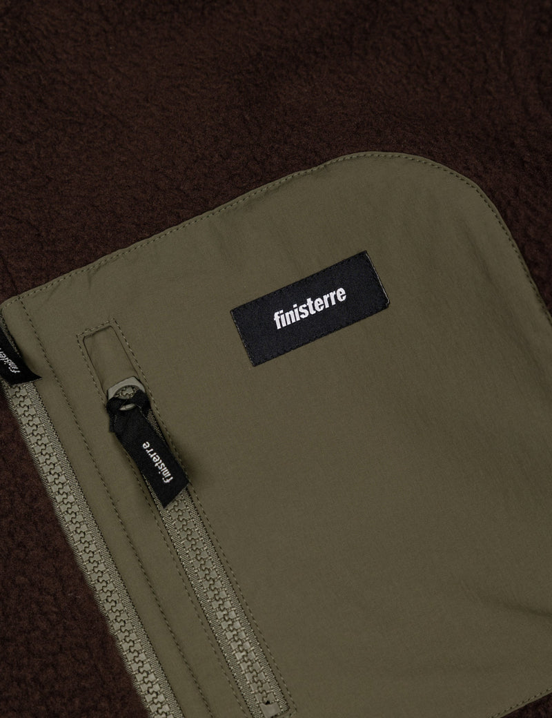 Finisterre Bolster Full Zip Fleece - Burnt Umber/Olive Green