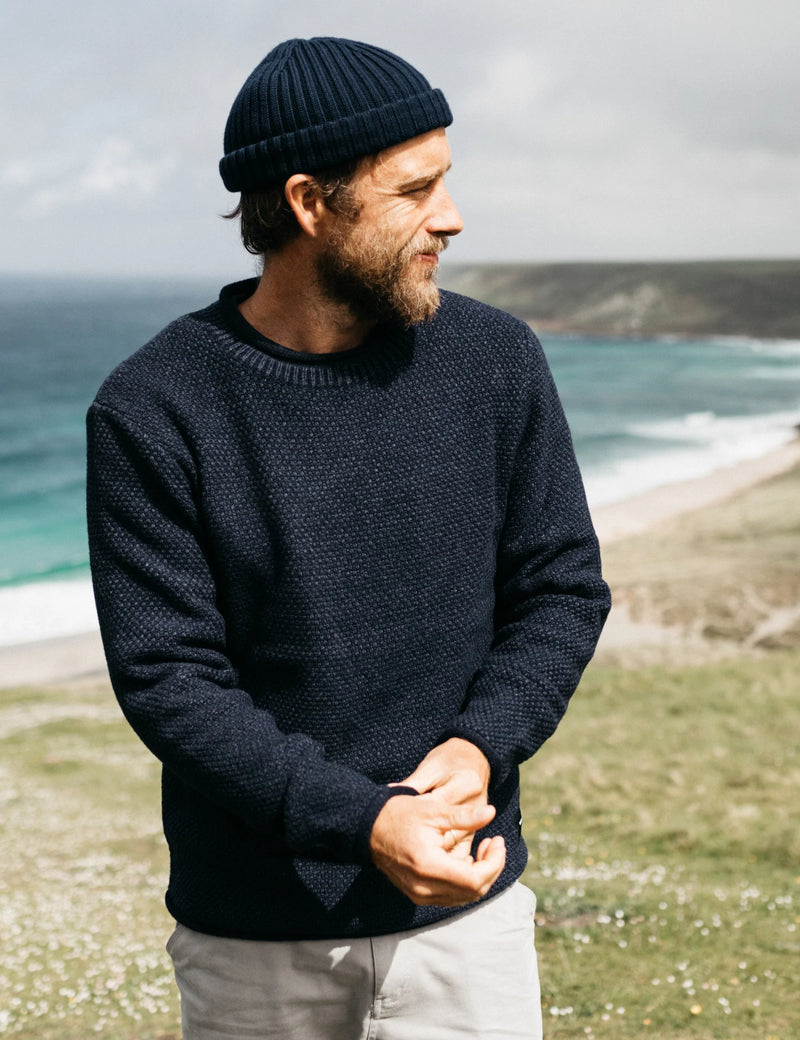 Finisterre Barents Jumper (Wool Mix) - Indigo Blue