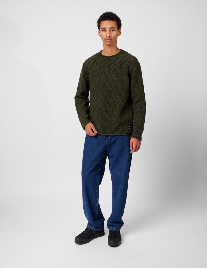 Finisterre Barents Jumper (Wool Mix) - Olive Green