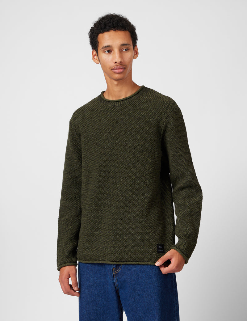 Finisterre Barents Jumper (Wool Mix) - Olive Green