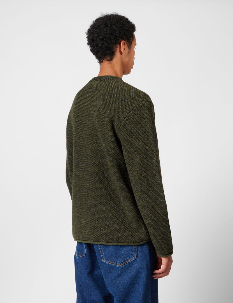 Finisterre Barents Jumper (Wool Mix) - Olive Green