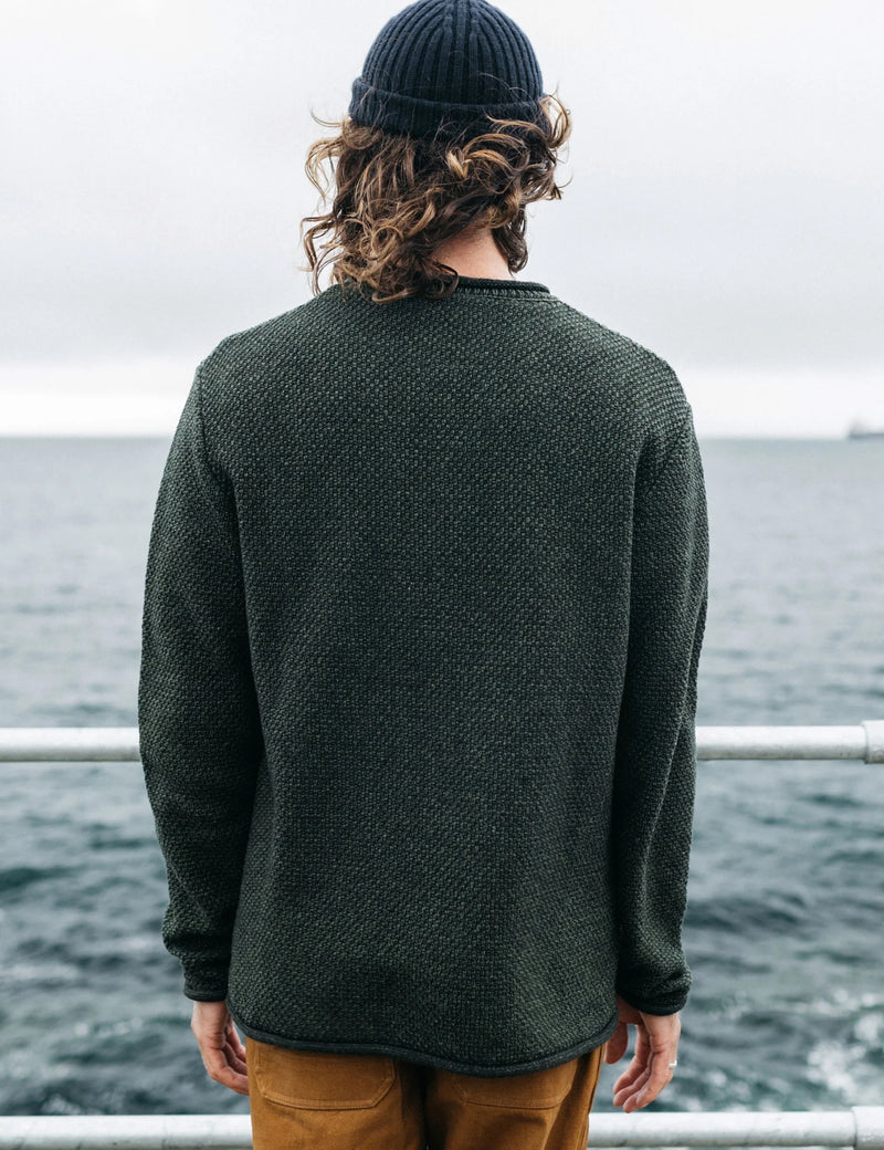 Finisterre Barents Jumper (Wool Mix) - Olive Green