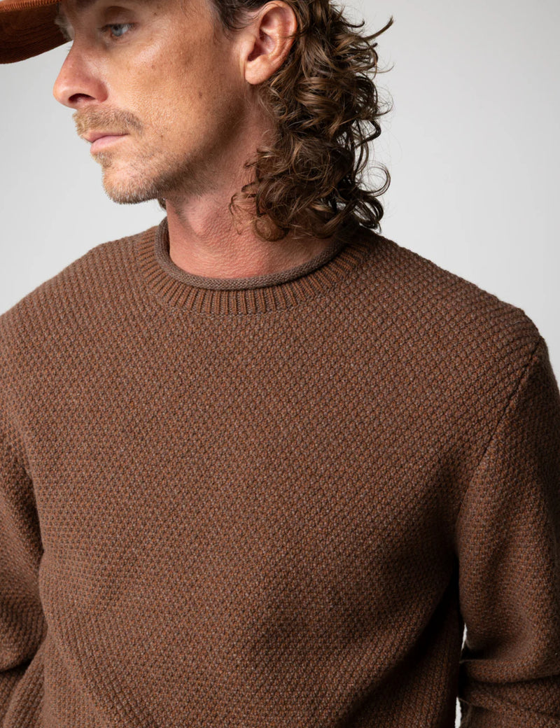 Finisterre Barents Jumper (Wool Mix) - Pecan Brown