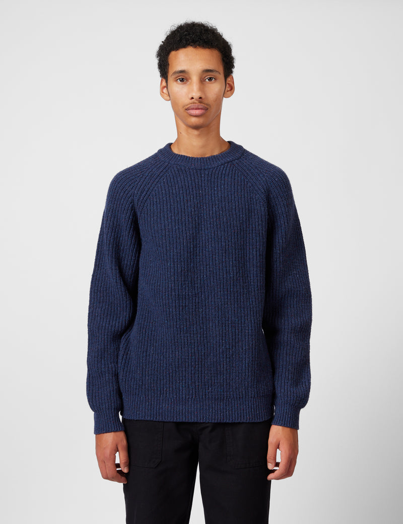 Finisterre Mora Jumper (Wool Mix) - Navy Blue