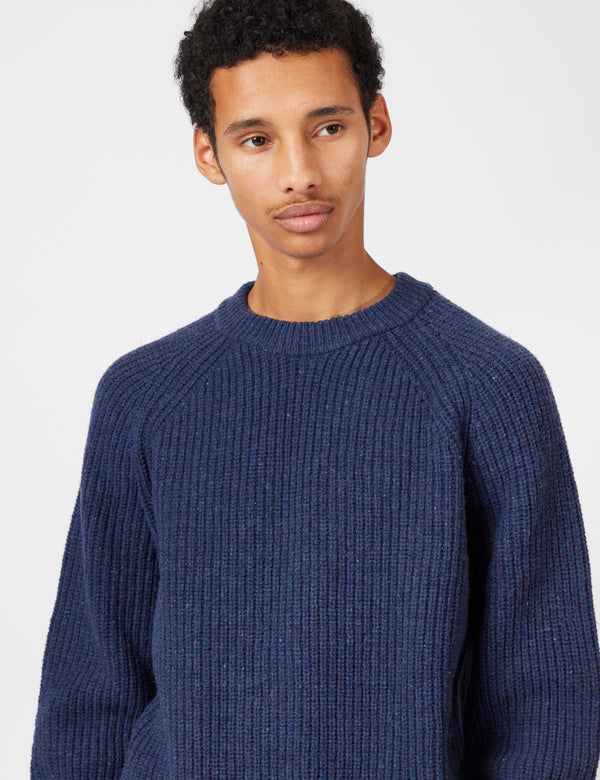 Finisterre Mora Jumper (Wool Mix) - Navy Blue