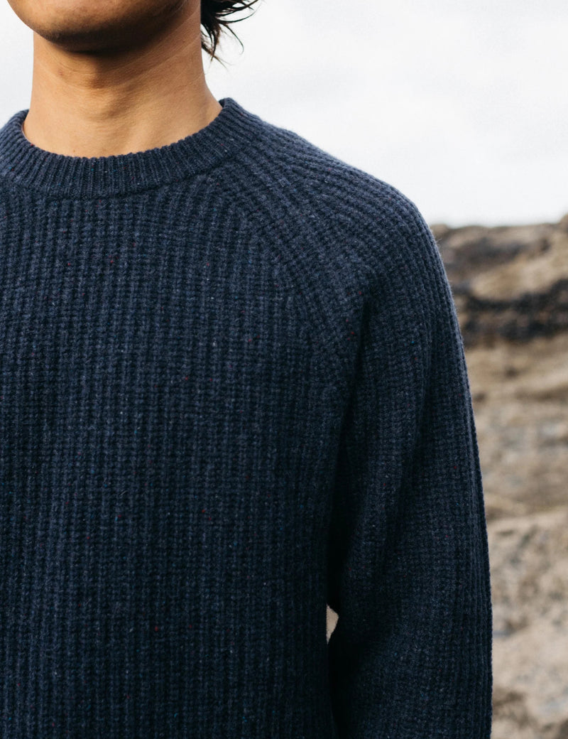 Finisterre Mora Jumper (Wool Mix) - Navy Blue