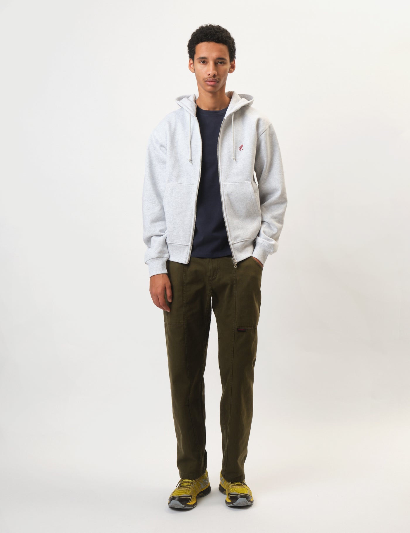 Gramicci One Point Zip Hooded Sweat - Heather Ash Grey | Urban