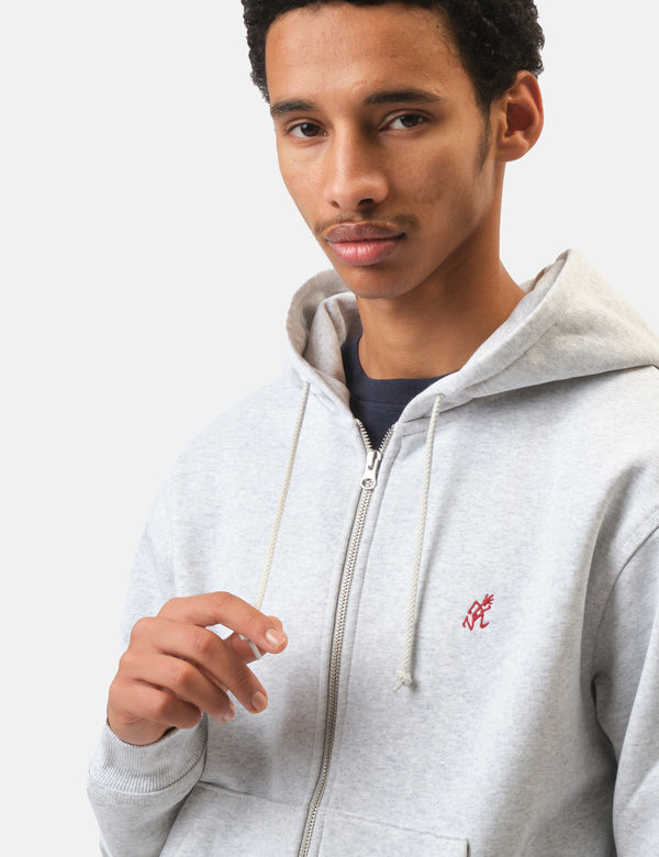 Gramicci One Point Zip Hooded Sweatshirt - Heather Ash Grey
