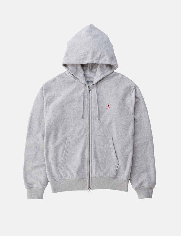 Gramicci One Point Zip Hooded Sweatshirt - Heather Ash Grey