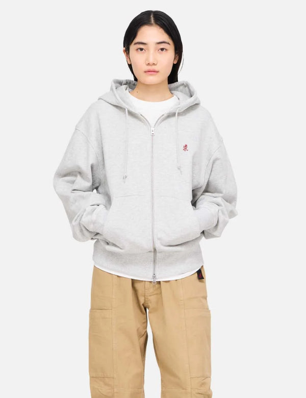 Gramicci One Point Zip Hooded Sweatshirt - Heather Ash Grey