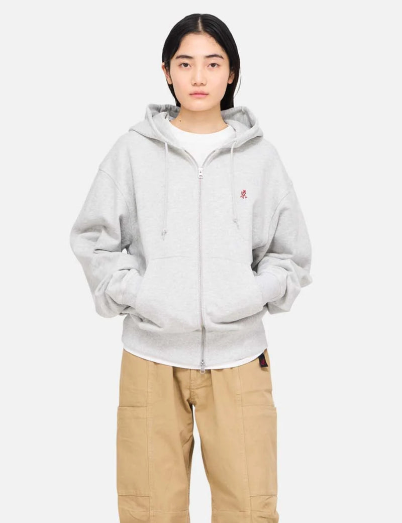 Gramicci One Point Zip Hooded Sweatshirt - Heather Ash Grey