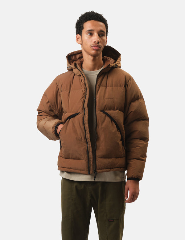Gramicci Down Puffer Hooded Jacket - Brown