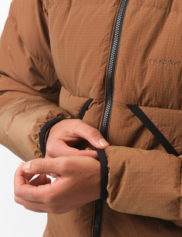 Gramicci Down Puffer Hooded Jacket - Brown