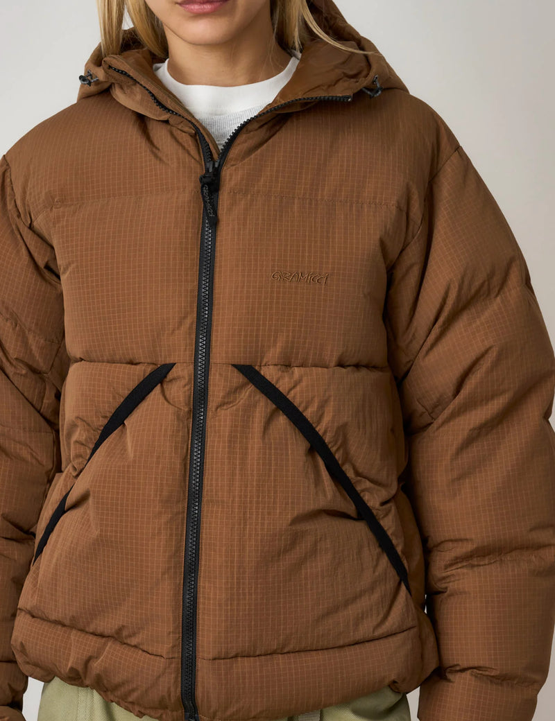 Gramicci Down Puffer Hooded Jacket - Brown