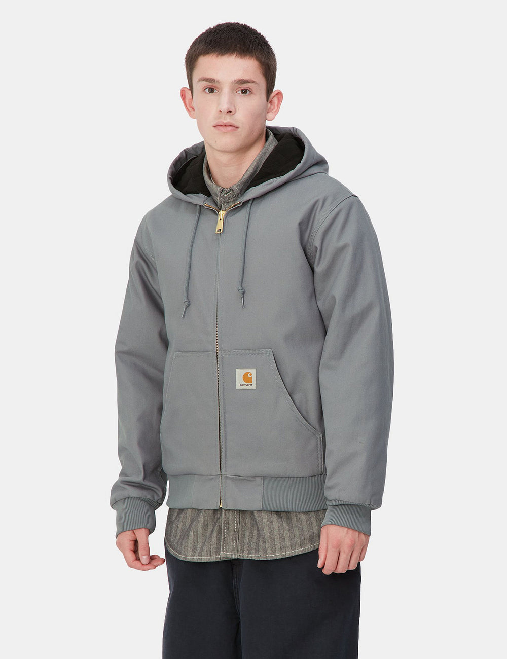 Carhartt DUSTIN フード付きジャケット グレー Carhartt WIP Active Jacket (Quilted Fleece Lined) - Dove Grey | UE