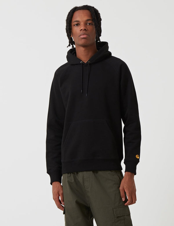 Carhartt WIP Hooded Chase Sweatshirt - Black/Gold