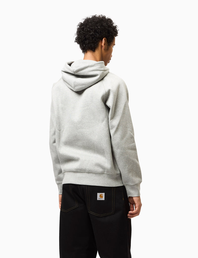 Carhartt-WIP Chase Hooded Sweatshirt - Grey Heather/Gold