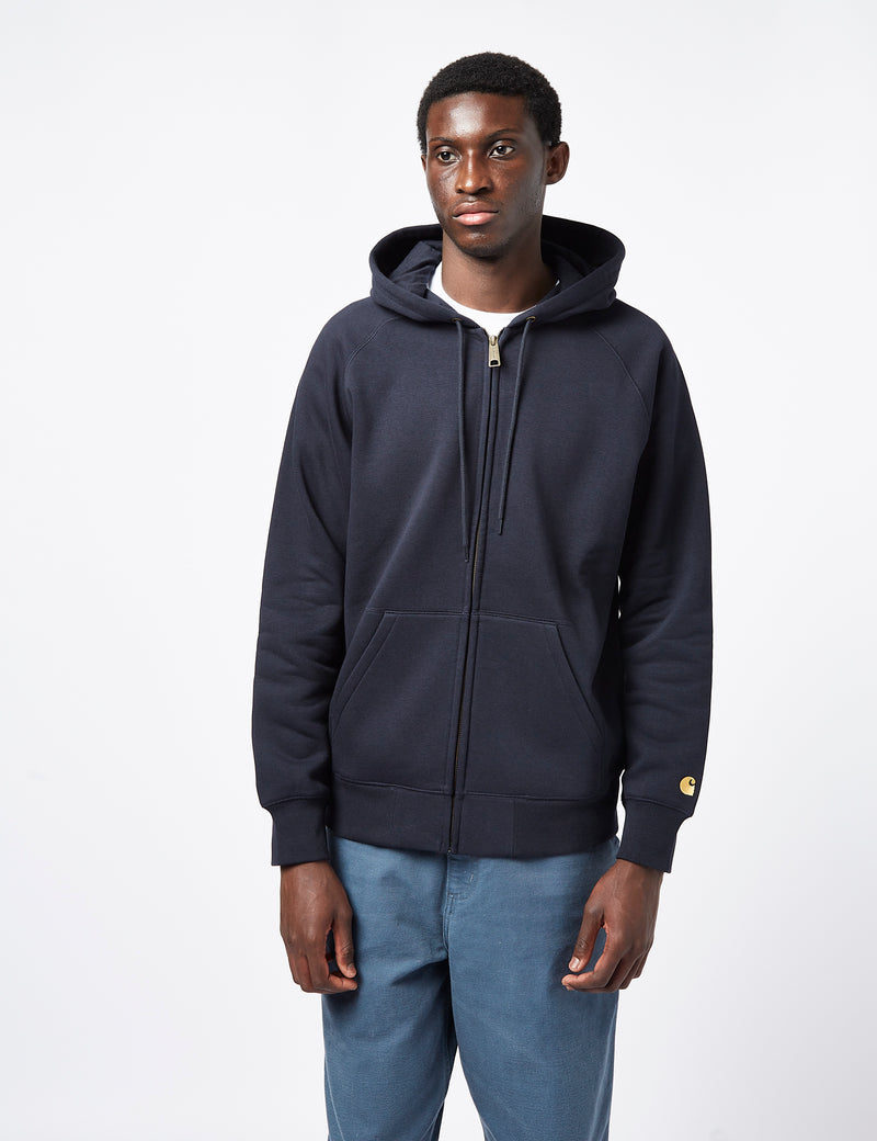 Carhartt-WIP Chase Hooded Zip Sweatshirt - Dark Navy Blue