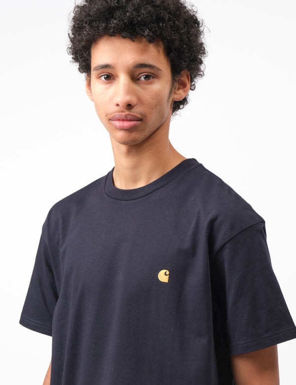 Carhartt-WIP Chase T-Shirt - Dark Navy Blue/Gold