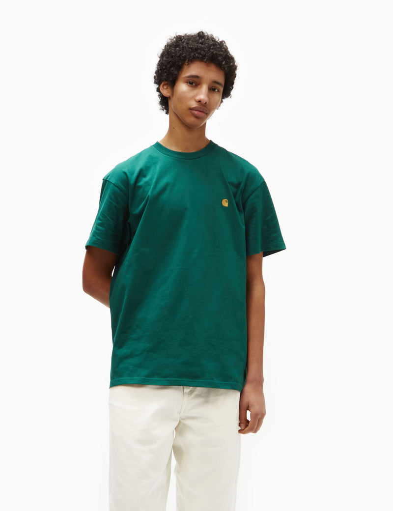 Carhartt-WIP Chase T-Shirt (Loose) - Chervil Green/Gold