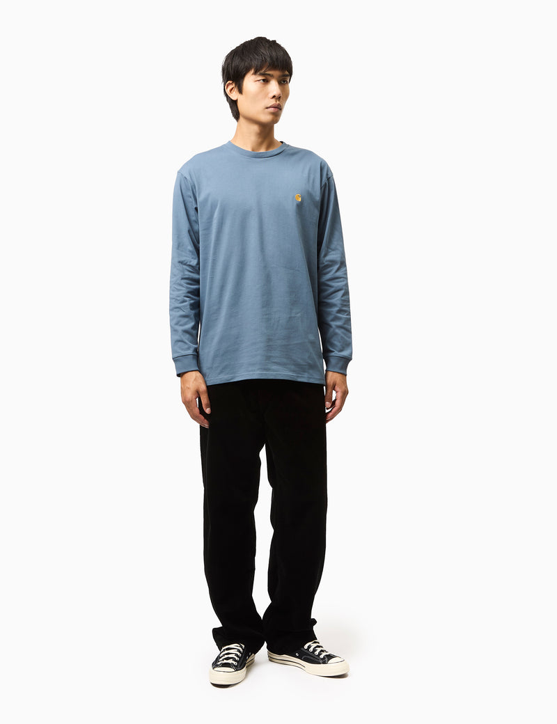 Carhartt WIP Chase Long Sleeve T-Shirt (Loose) - Positano Blue