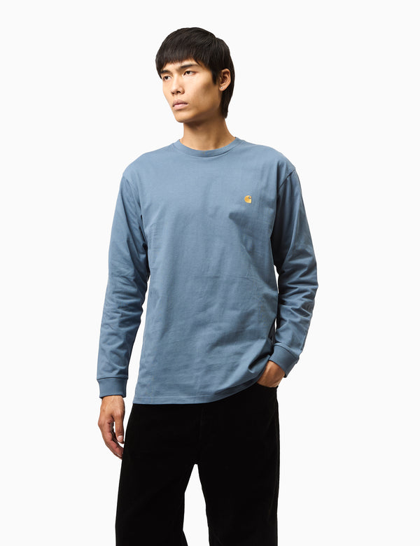 Carhartt WIP Chase Long Sleeve T-Shirt (Loose) - Positano Blue