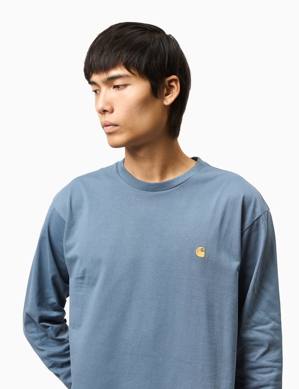 Carhartt WIP Chase Long Sleeve T-Shirt (Loose) - Positano Blue