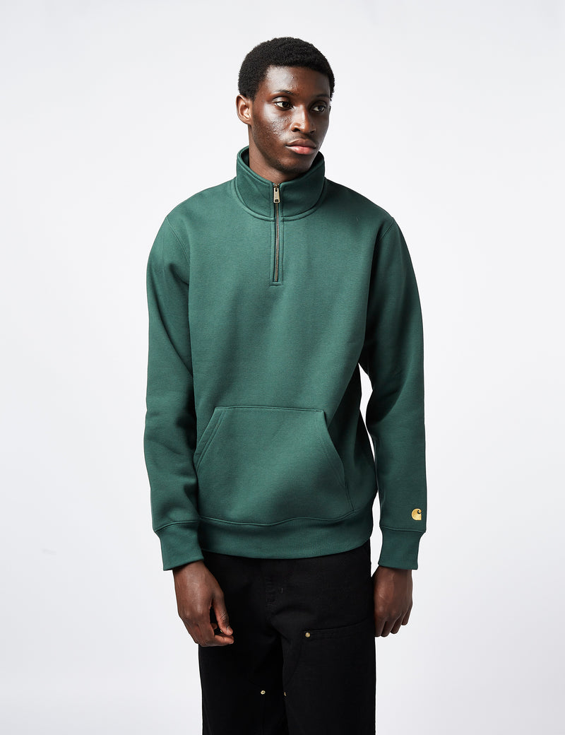 Carhartt-WIP Chase Neck Zip Sweatshirt - Discovery Green