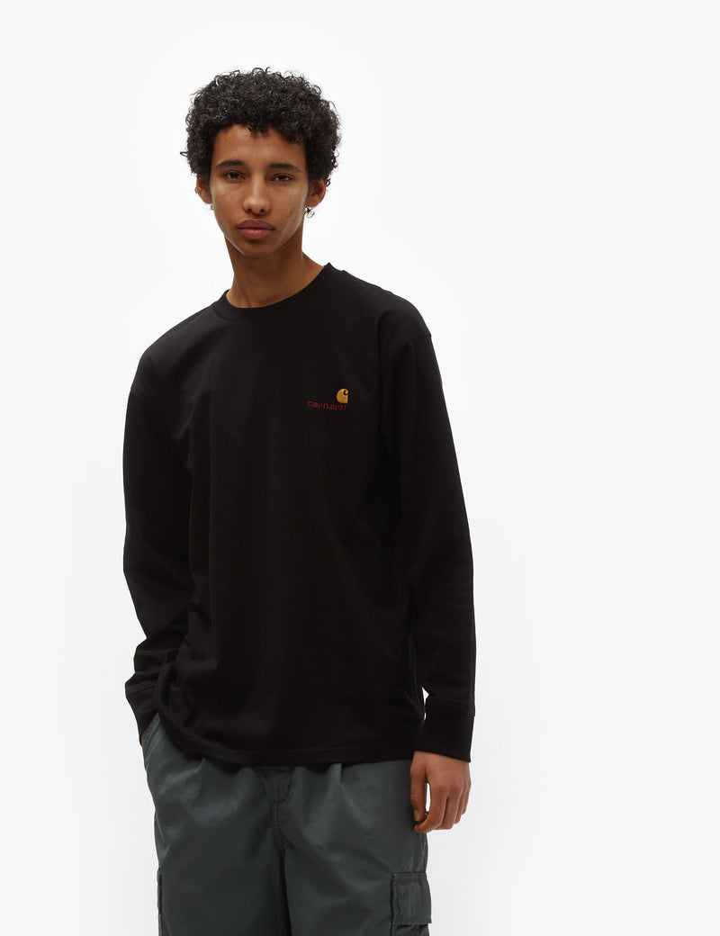 Carhartt-WIP American Script Long Sleeve T-Shirt - Black