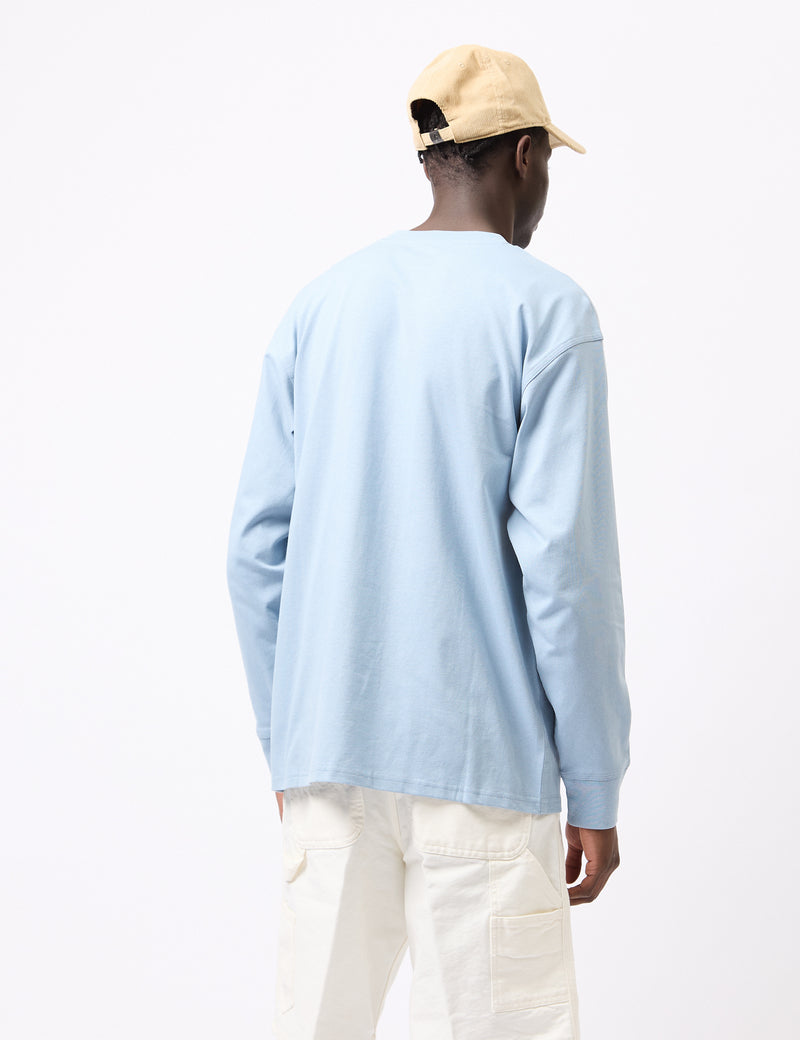 Carhartt-WIP Long Sleeve American Script T-Shirt (Loose) - Frosted Blue