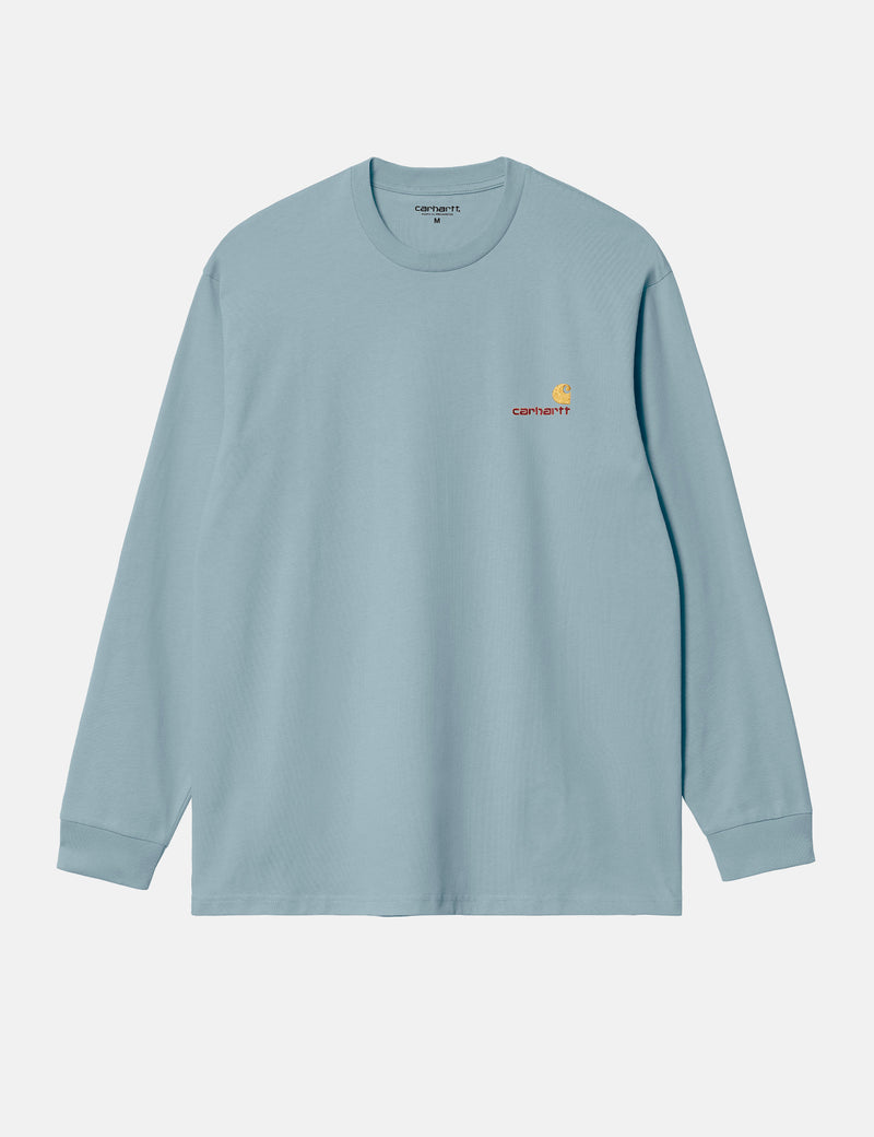 Carhartt-WIP Long Sleeve American Script T-Shirt (Loose) - Frosted Blue