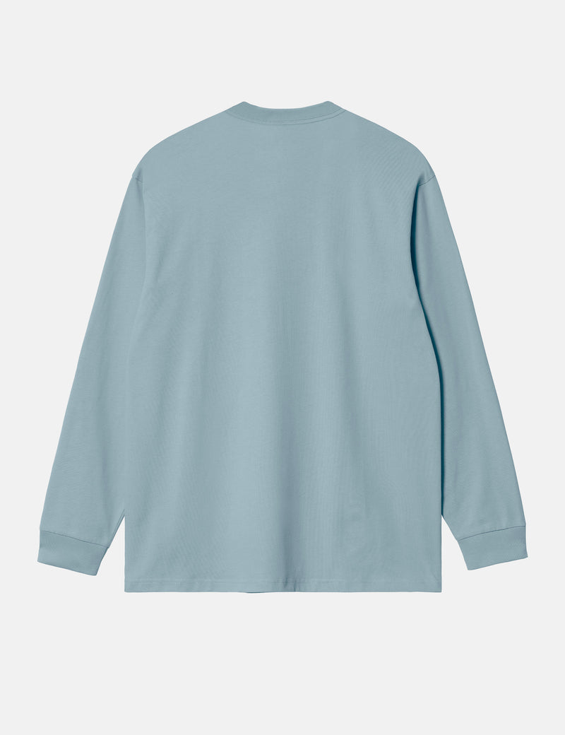 Carhartt-WIP Long Sleeve American Script T-Shirt (Loose) - Frosted Blue