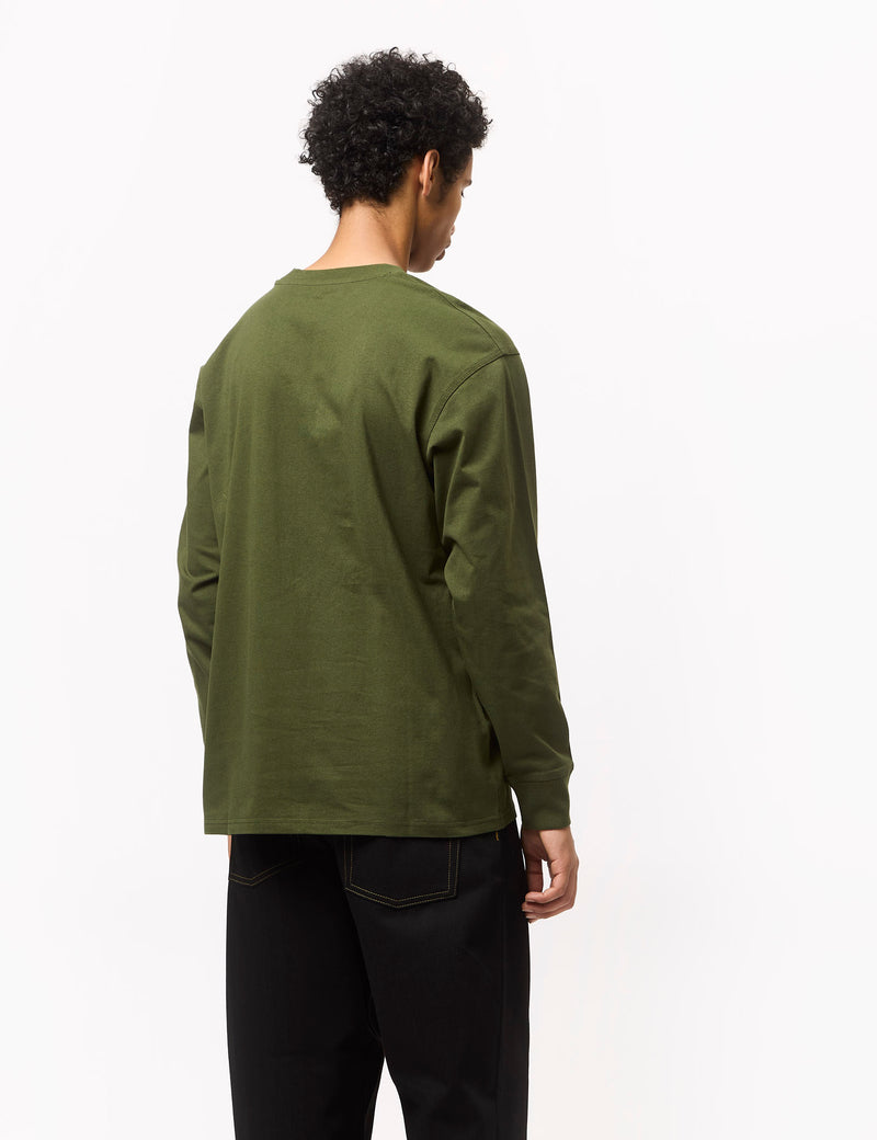 Carhartt WIP American Script Long Sleeve T-Shirt (Loose) - Tarragon Green