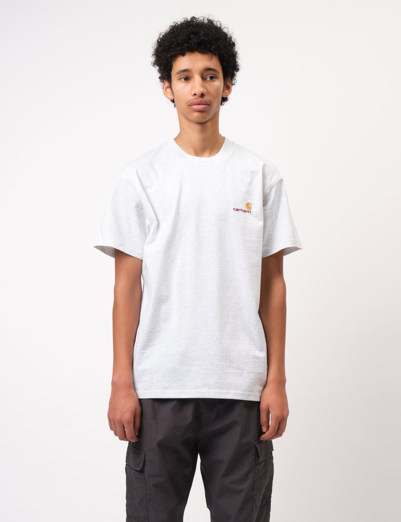 Carhartt-WIP American Script T-Shirt - Ash Heather Grey