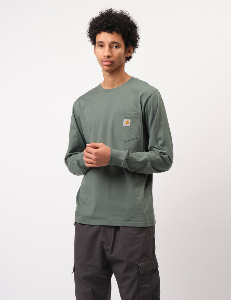 Carhartt WIP Pocket Long Sleeve T-Shirt (Regular) - Duck Green