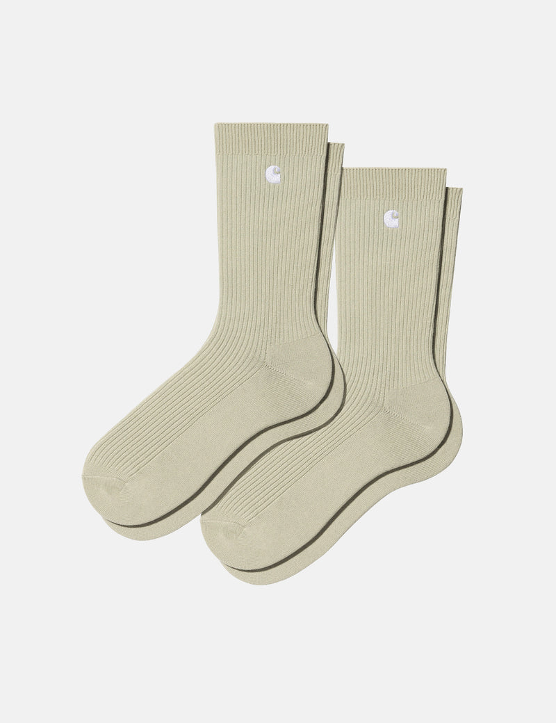 Carhartt-WIP Madison Pack Socks (2 Pack) - Beryl Beige/White