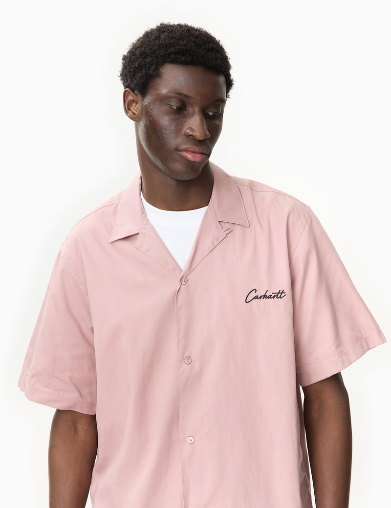 Carhartt-WIP Short Sleeve Delray Shirt - Glassy Pink/Black