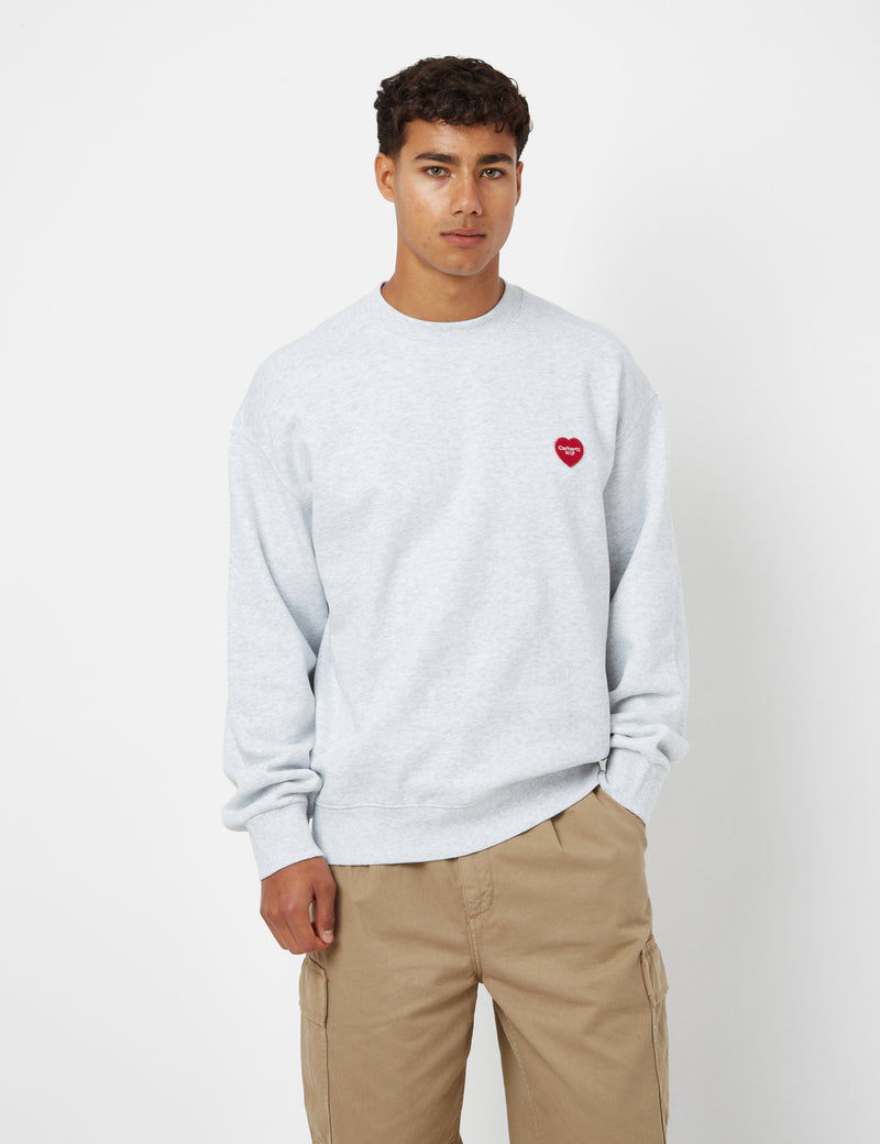 Carhartt-WIP Heart Patch Sweatshirt - Ash Heather Grey