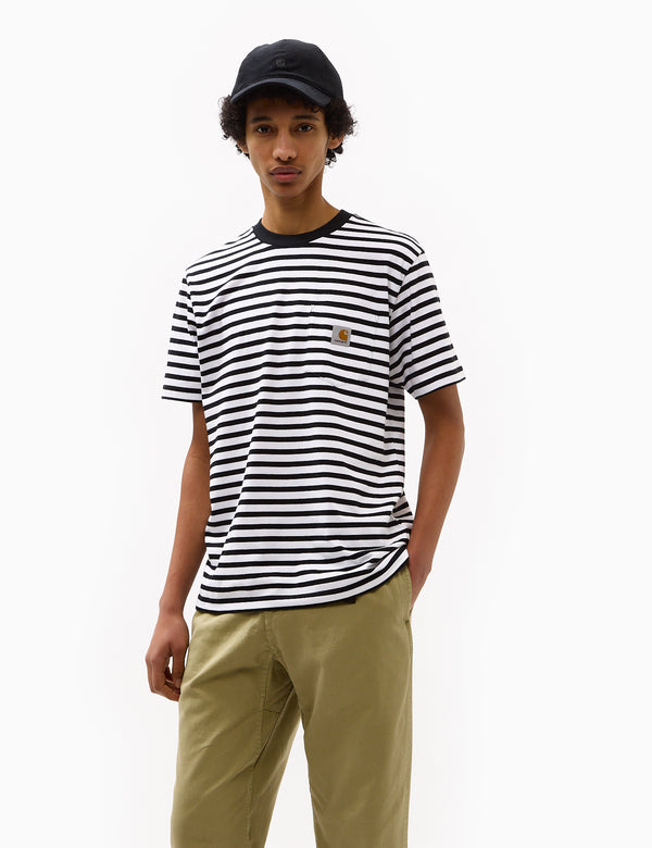 Carhartt-WIP Seidler Stripe Pocket T-Shirt - Black/White