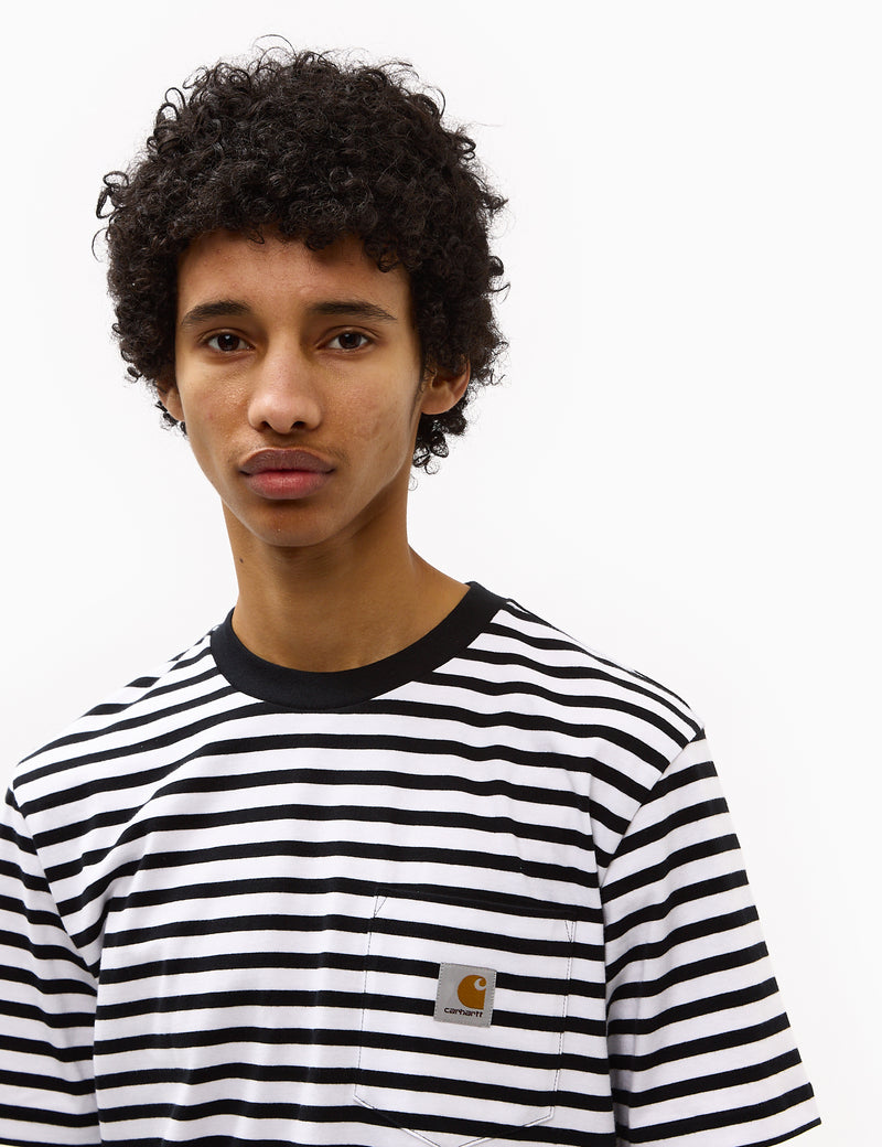 Carhartt-WIP Seidler Stripe Pocket T-Shirt - Black/White