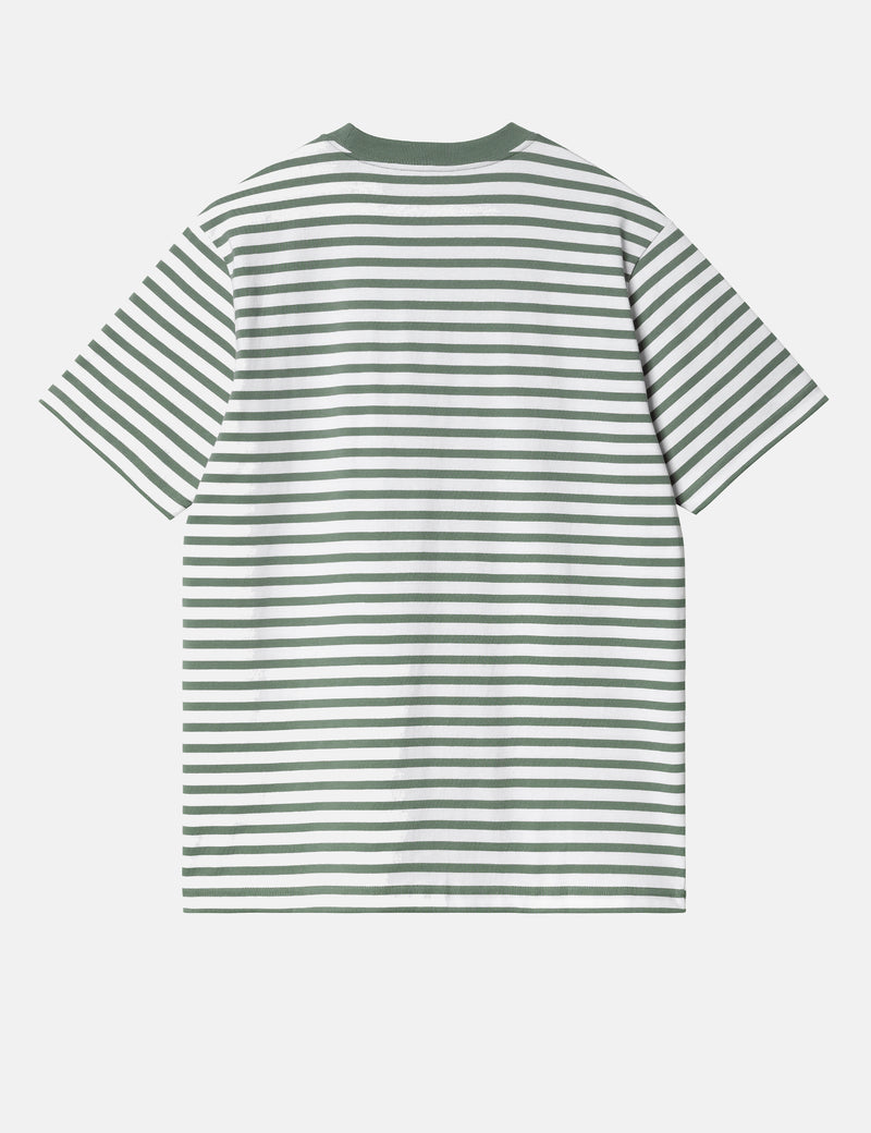 Carhartt-WIP Seidler Stripe Pocket T-Shirt - Park Green/White