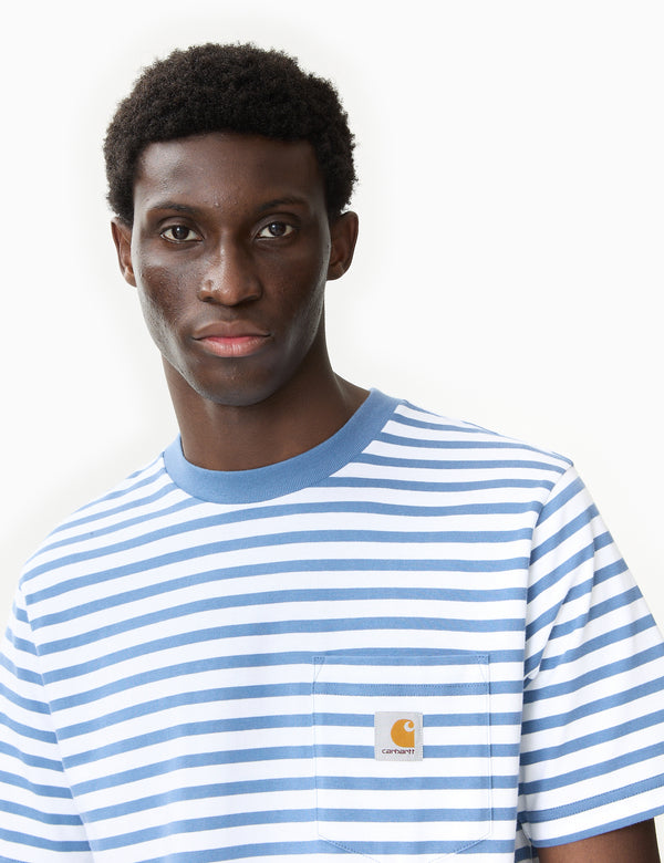 Carhartt-WIP Seidler Stripe Pocket T-Shirt - Sorrent Blue